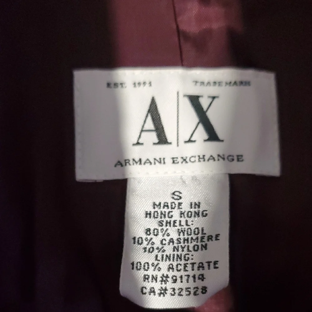 Armani Exchange Cashmere Blend  Plum  Pea  Coat  Size S - Picture 11 of 16